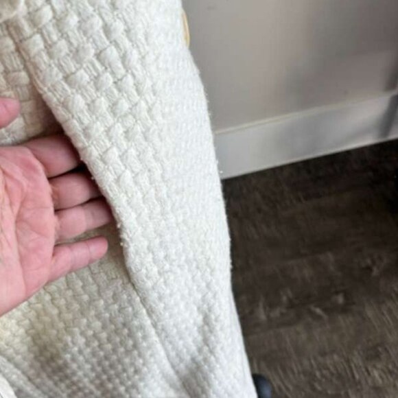 Y2K Moda Women Wool Coat with Faux Fur Collar Cream Size 10 - Picture 11 of 14